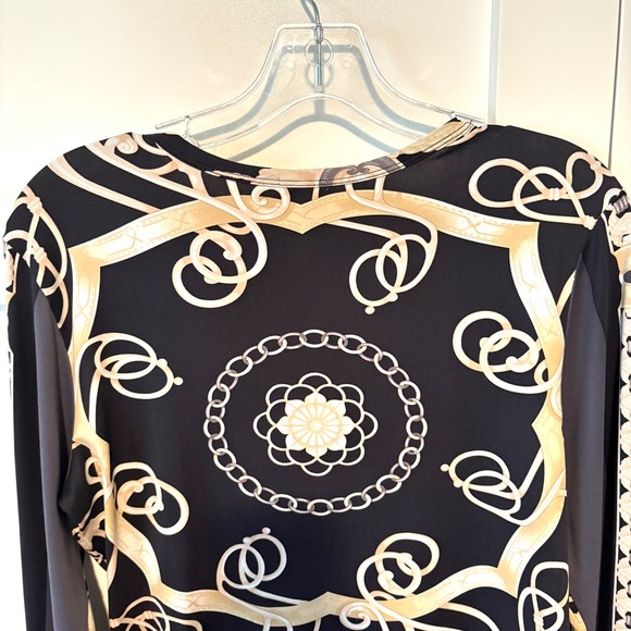 J. McLaughlin Women's Black Khaki Chain Print Catalina Cloth Top in Size S - Picture 8 of 11